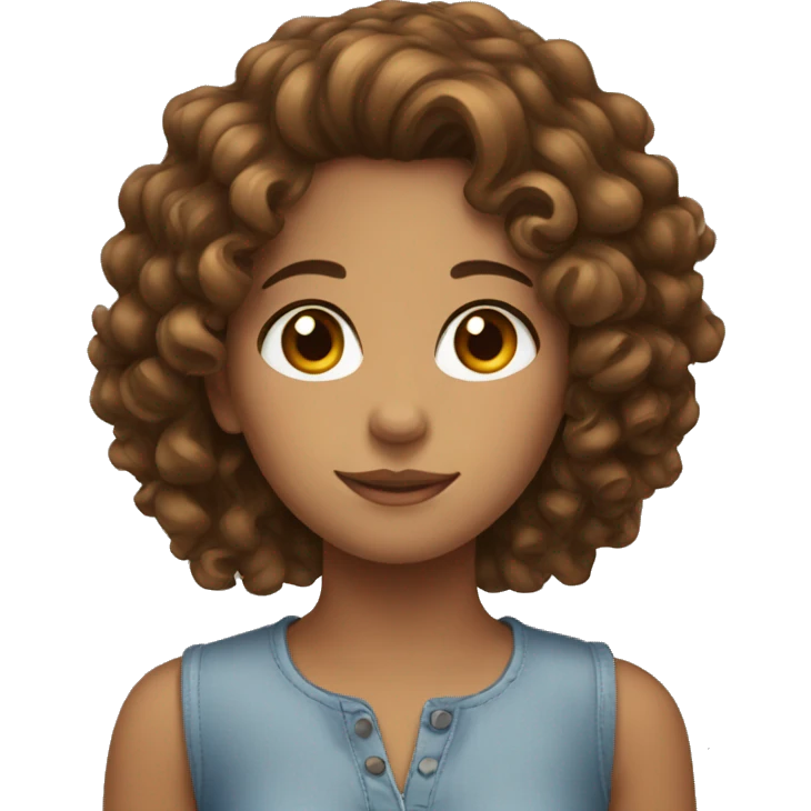 girl with brown curly hair brown eyes emoji