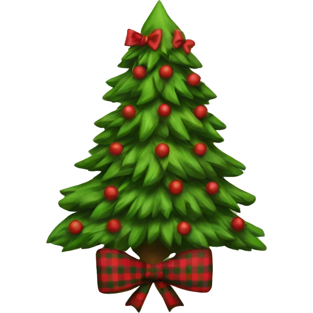 Christmas tree with red plaid bows emoji