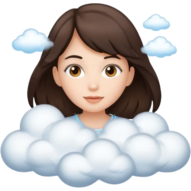 brunette girl floating on a cloud  emoji
