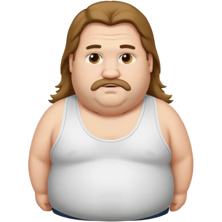 Long hair fat men in white tank top emoji