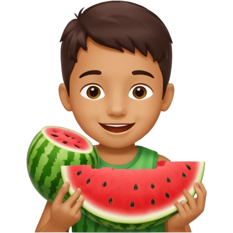 Fait un emojie de un gamin qui mange une pastèque emoji