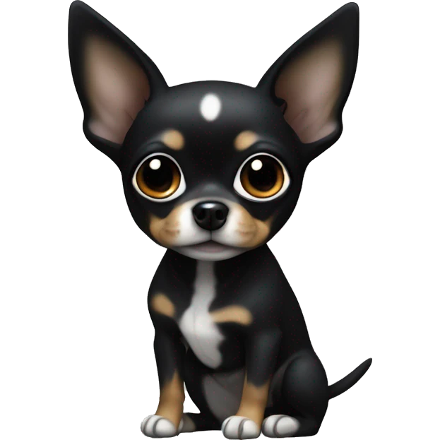 Black chihuaha with white spots on chest emoji