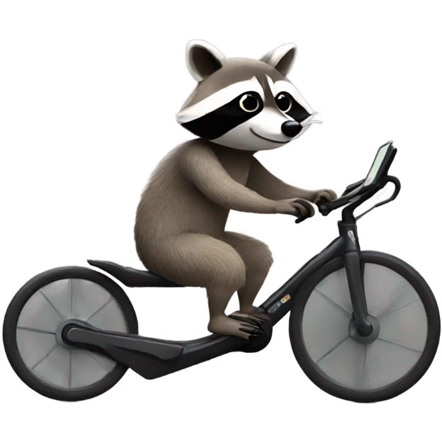 Raccoon riding a recumbent bike emoji