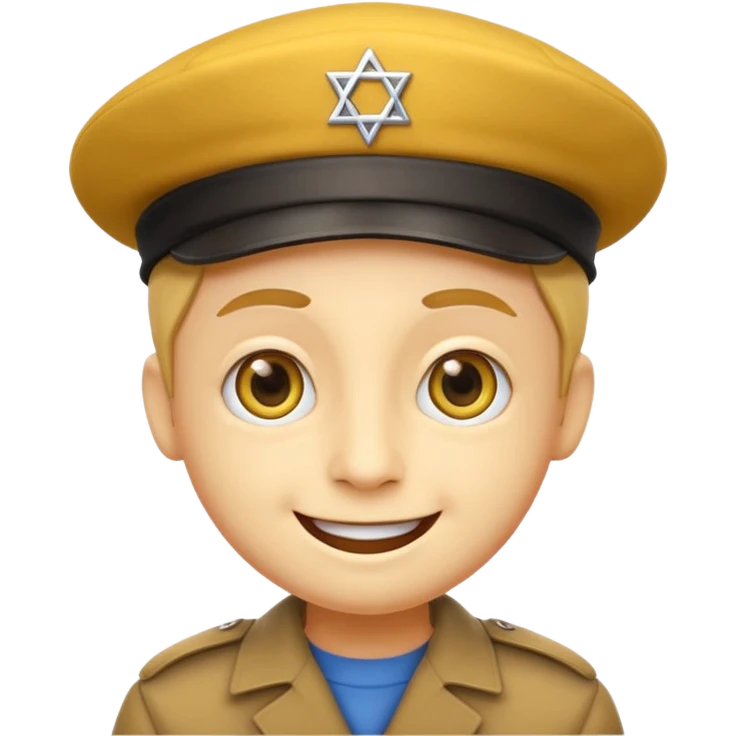 Smile face klasyczny ten żółty, klasyczna emotka messengerowa, lecz z pejsami i beretem żydowskim  emoji