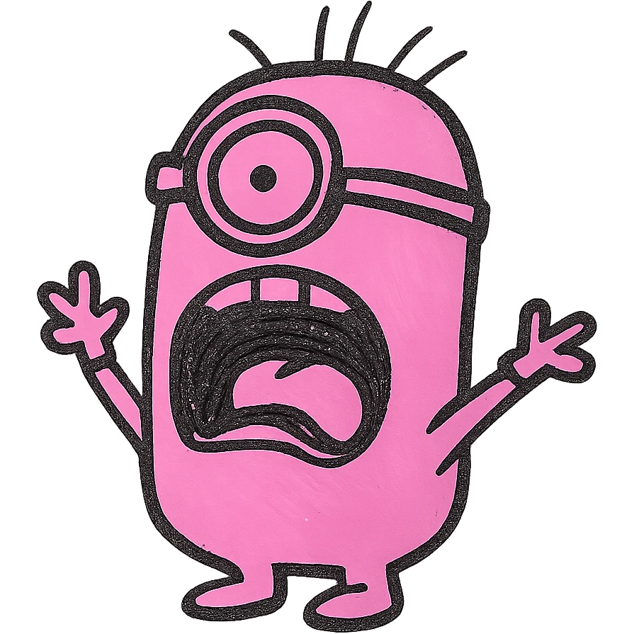 a pink screaming minion emoji