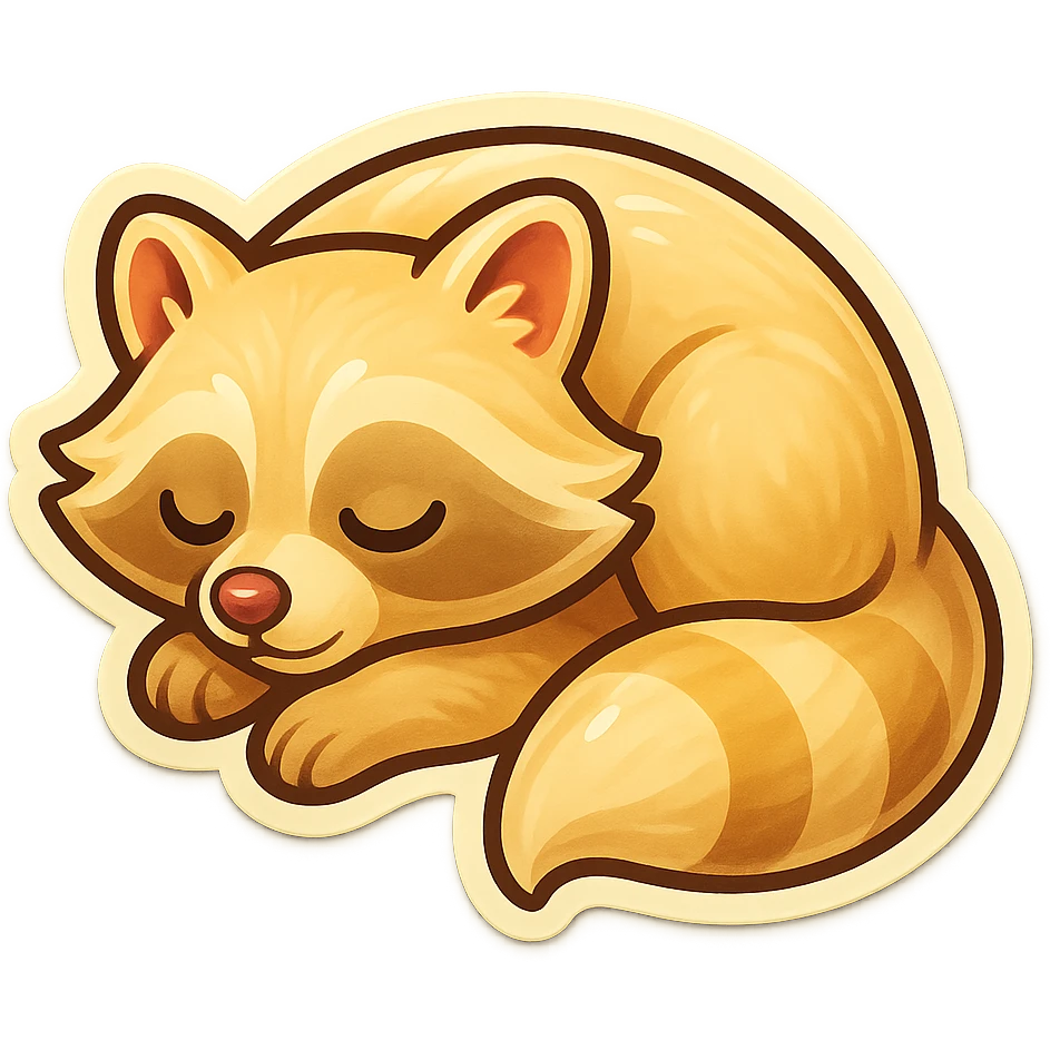 Very Light Blonde raccoon sleeping 2d digital art semi realistic original character  emoji