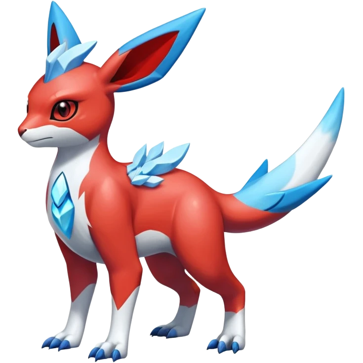  Cute Shiny Exotic Colorful Guilmon-Latias-Koraidon-Glaceon-Fakémon-hybrid-creature (full body)  emoji