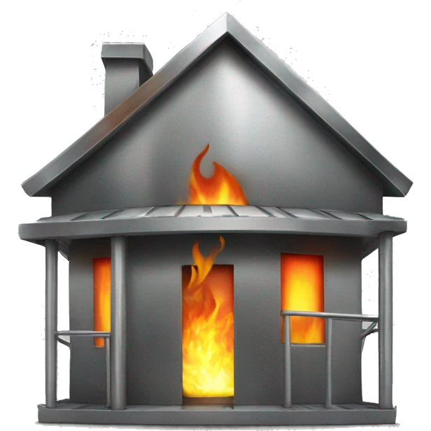 Steel house with fire emoji