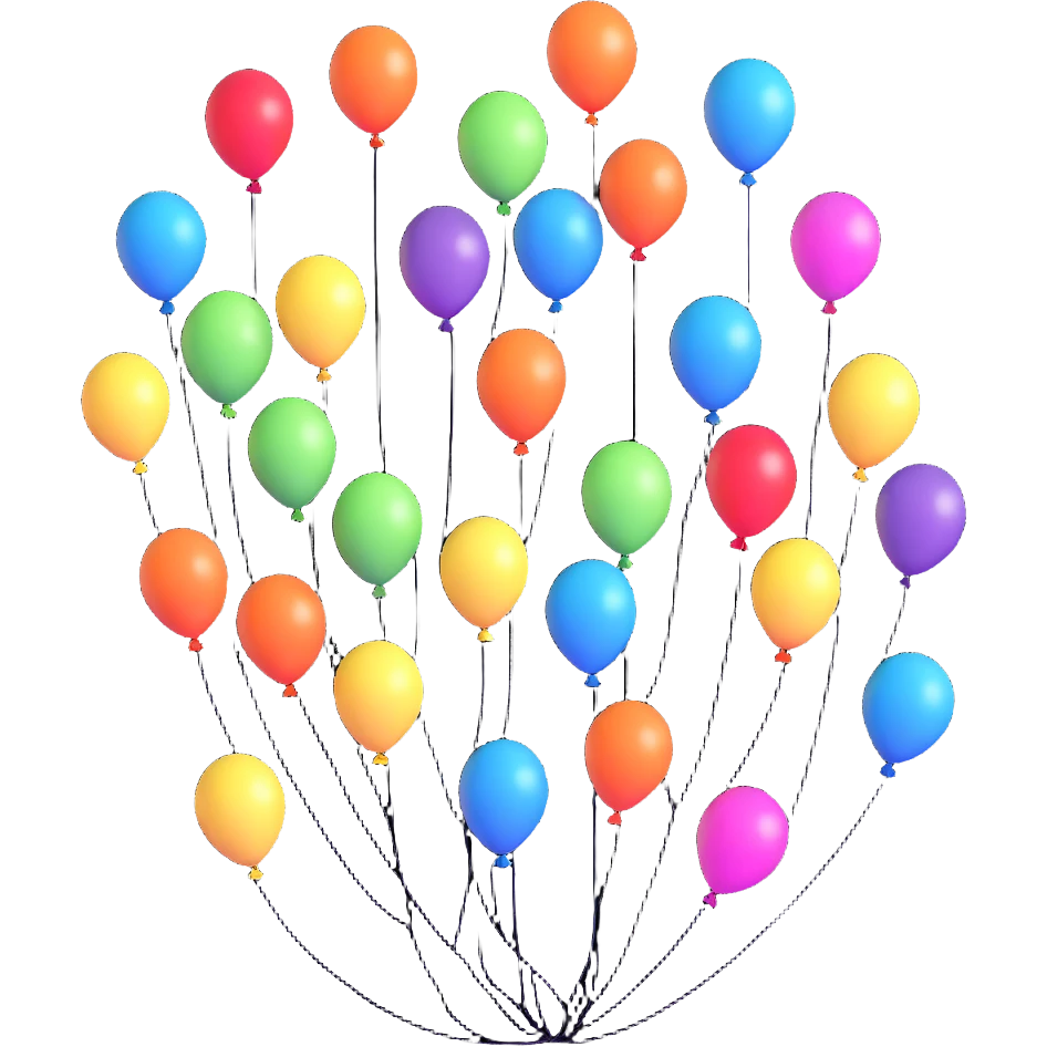Vibrant multicolored balloons floating freely in the sky emoji