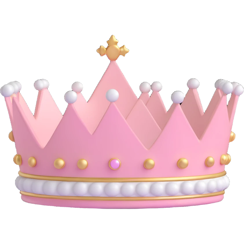 white and pastel pink crown emoji