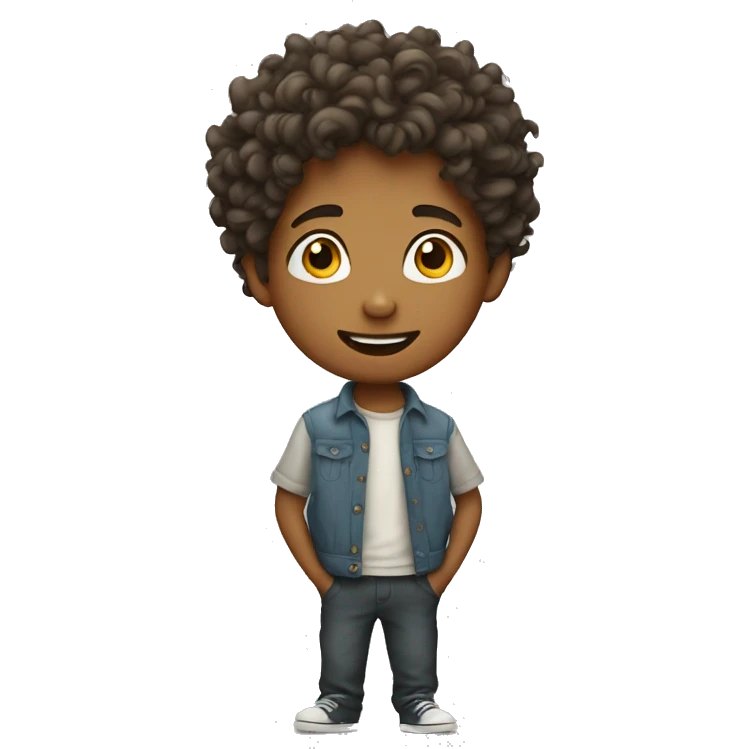 Boy withe Curly hir emoji