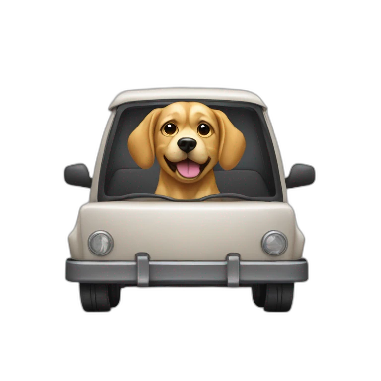 Chien conduit voiture emoji