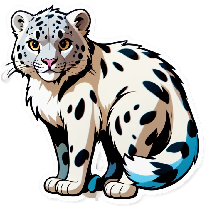 Snow leopard with very puffy tail  emoji