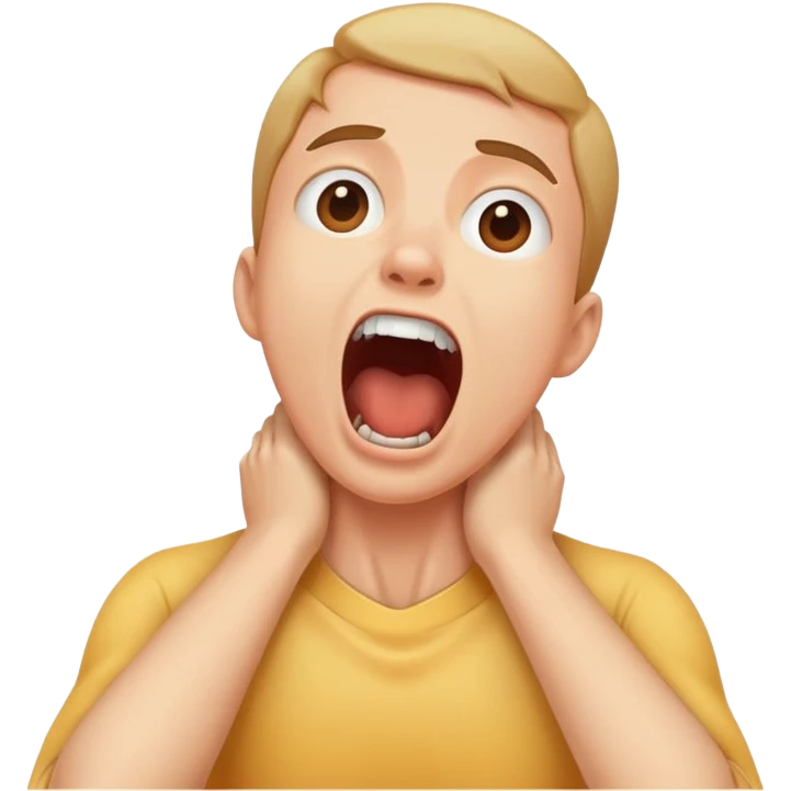 person grabbing neck smreaming emoji