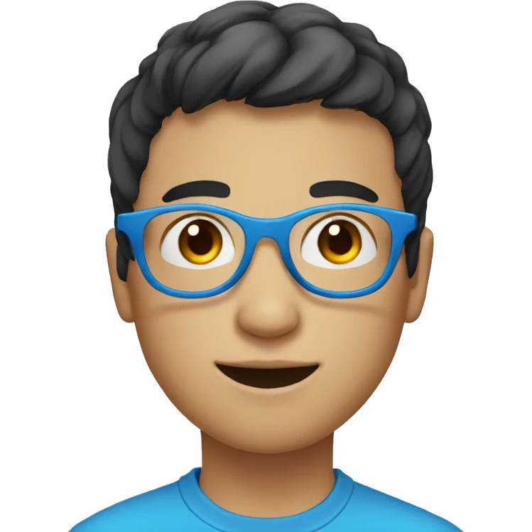 boy with blue round glasses short dark hair emoji