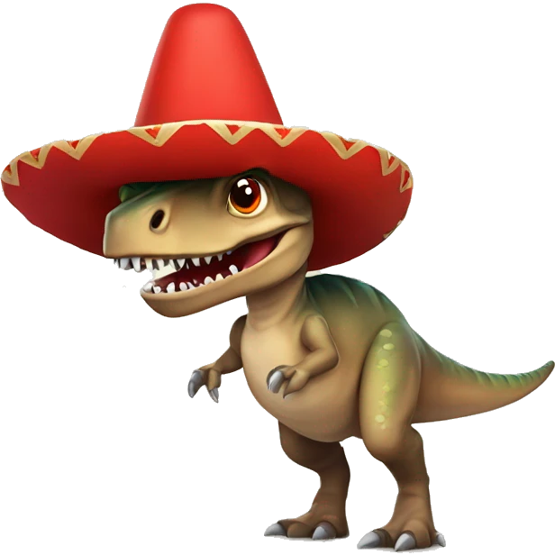 Dinosaure with red manties and sombrero  emoji