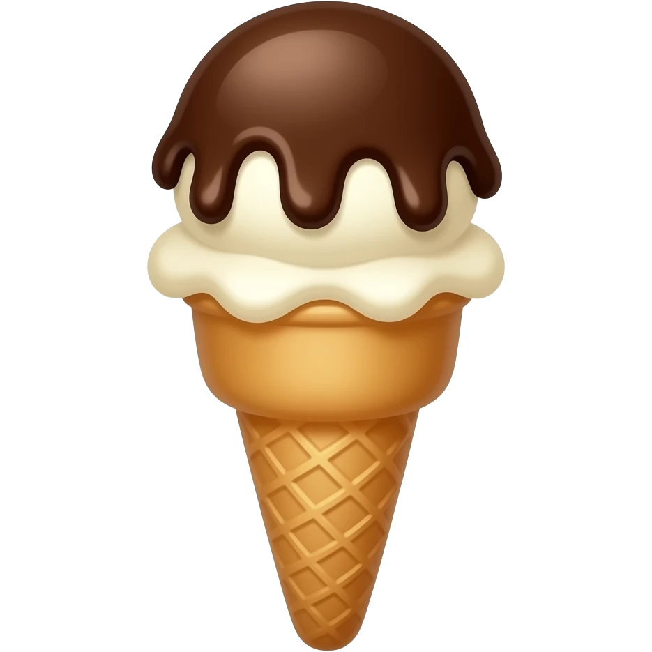 One cone, two scoops. Dipped with chocolate emoji