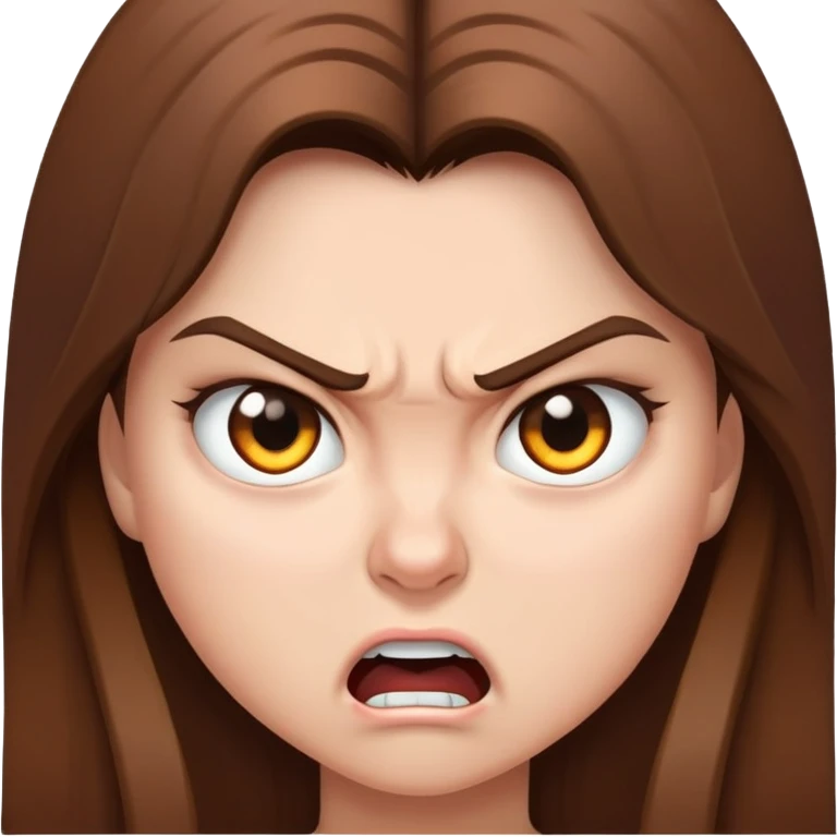 Girl with long brown hair very very angry emoji