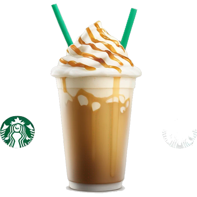 Starbucks iced vanilla latte with caramel drizzle emoji