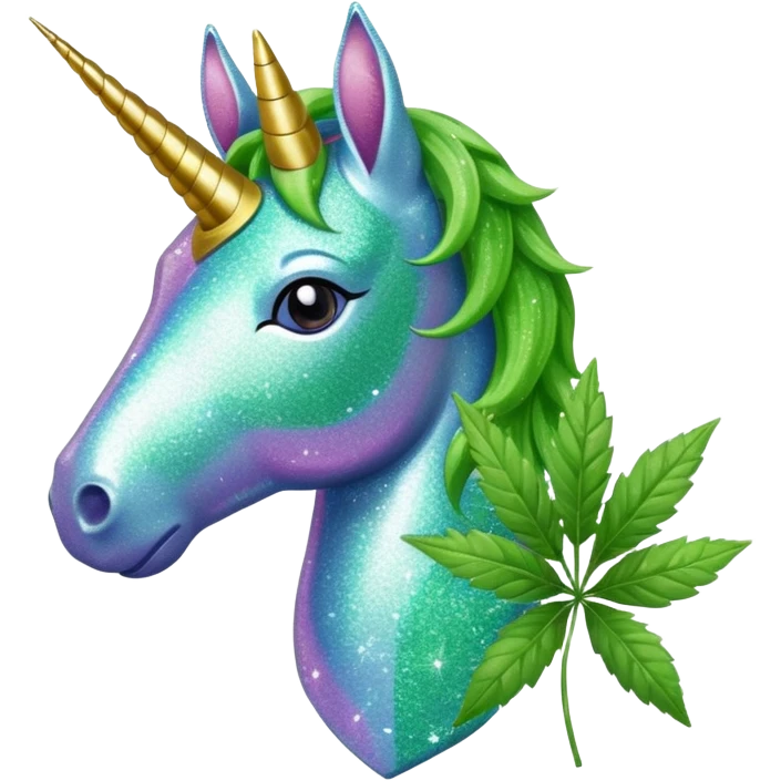 Weed leaf with a Glitter unicorn  emoji
