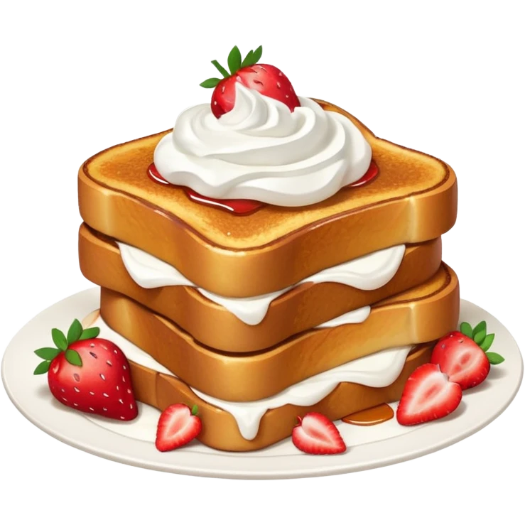 French toast with strawberry on top and whipped cream emoji