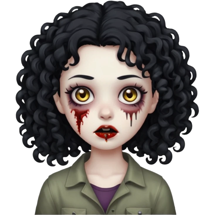 Menina zumbi cabelo cacheado  emoji