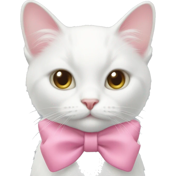White cat with a pink bow emoji