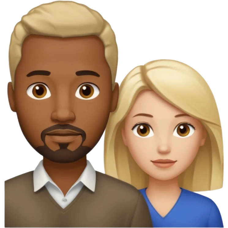 black man with goatee and white woman with blonde shoulder-length hair and brown eyes side by side emoji