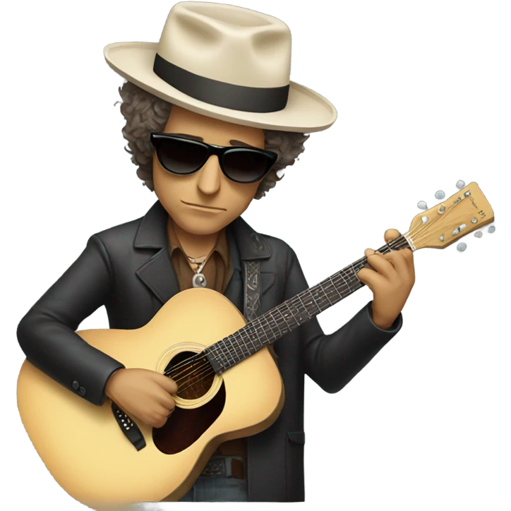 bob dylan with sunglases and guitar emoji