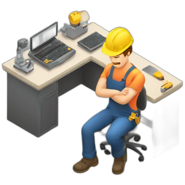 isometric freelance fabricator working making product emoji