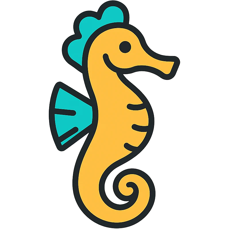 clean and modern seahorse color outline icon emoji