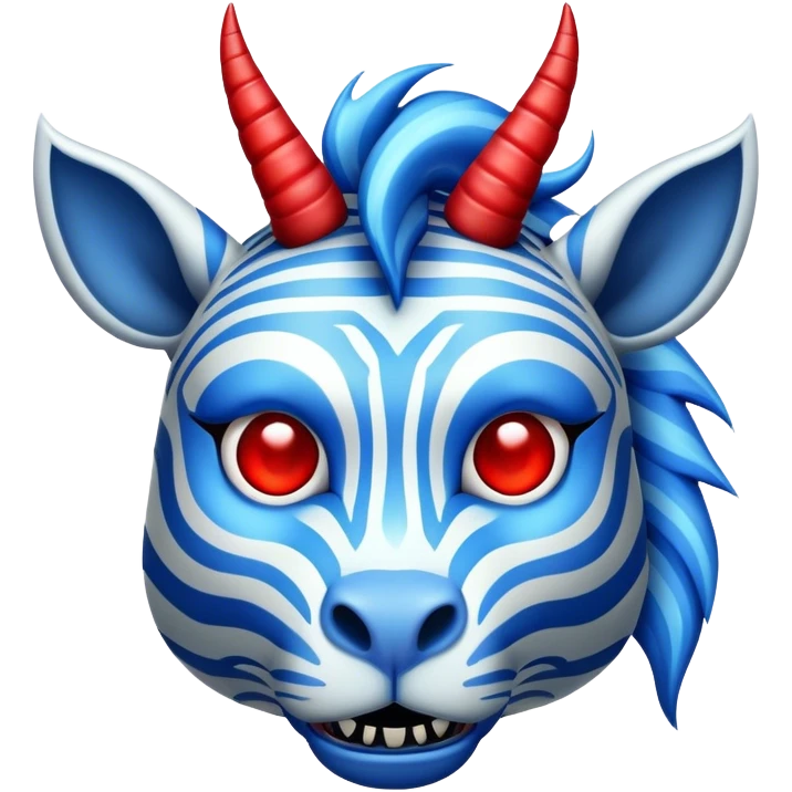 blue zebra with horns like devil emoji