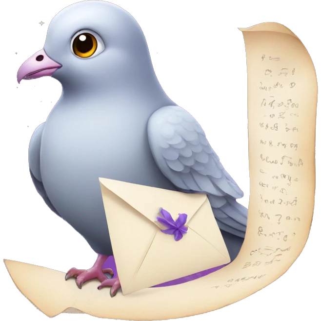 pigeon with magical letter emoji