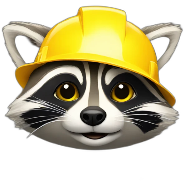 raccoon with yellow construction helmet emoji