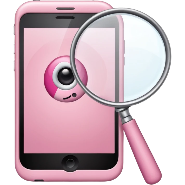 mix light pink dark pink and white girly phone internet with a magnifying glass emoji