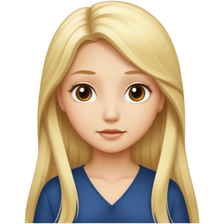 a girl with blonde long silky hair.  emoji