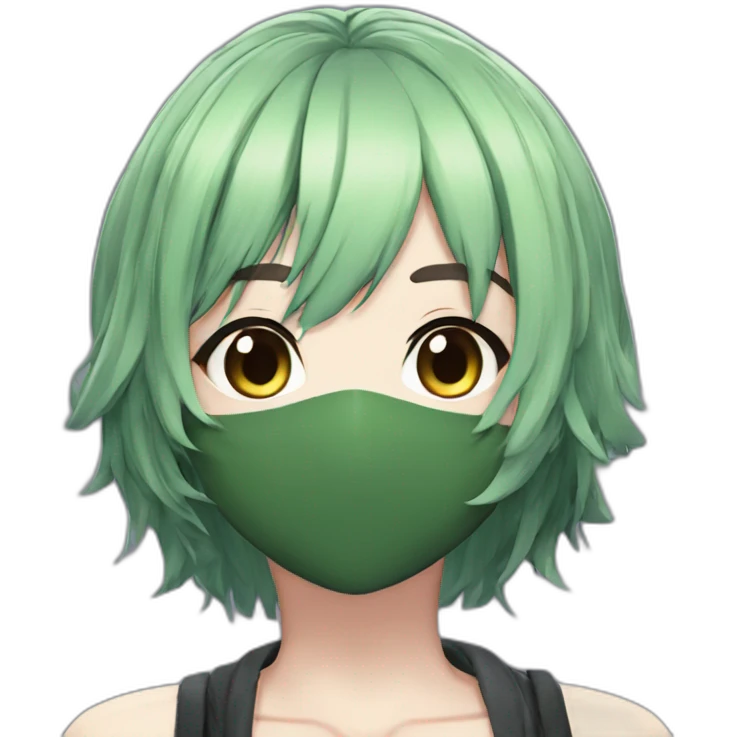 amiki green hair from epic seven vampire hunter female short hair brown eyes emoji