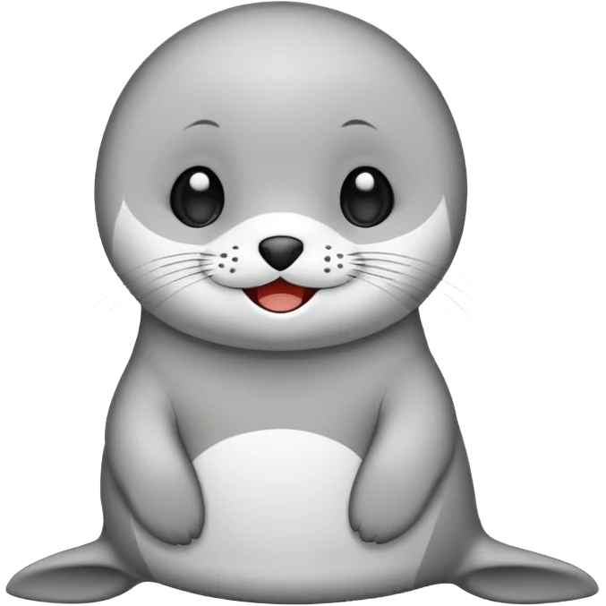 A cute chibi mascot seal character,
simple flat vector style,
black outline, white body,
forum emoji style,
minimal background, transparent background,
centered composition,
128x128 canvas,
no text, no watermark, emoji