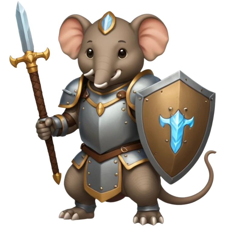 ELEPHENT KNIGHT WITH SHIELD AND SWORD RIDE THE RAT emoji