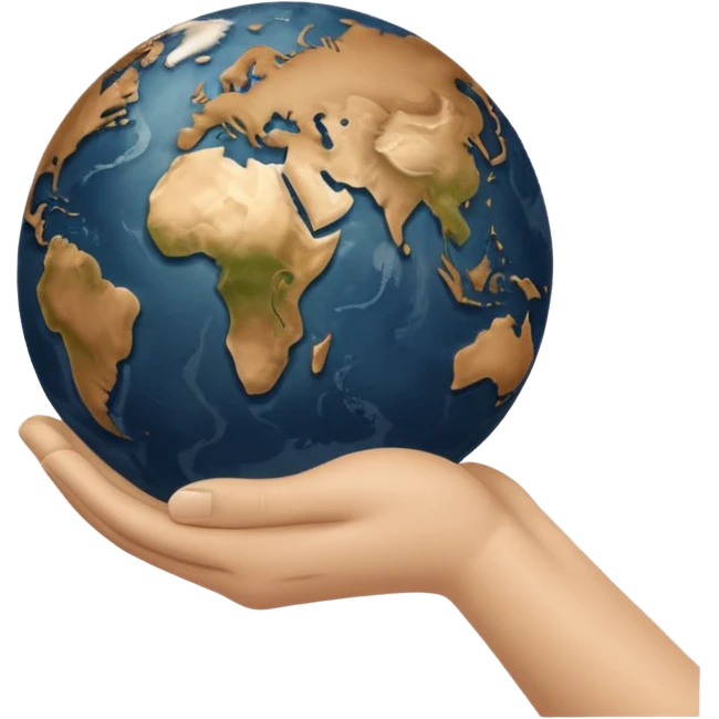 simple Beige hands holding simple earth emoji