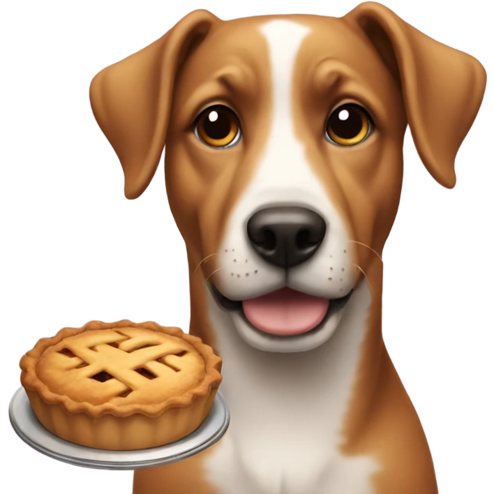 A dog with a pie emoji