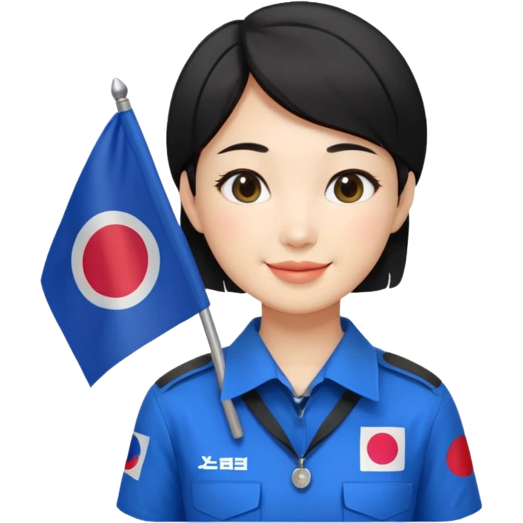 A big eye
A young Korean female guide with black short hair and a Korean flag emoji