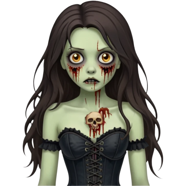 Brunette zombie girl, long hair, black corset emoji