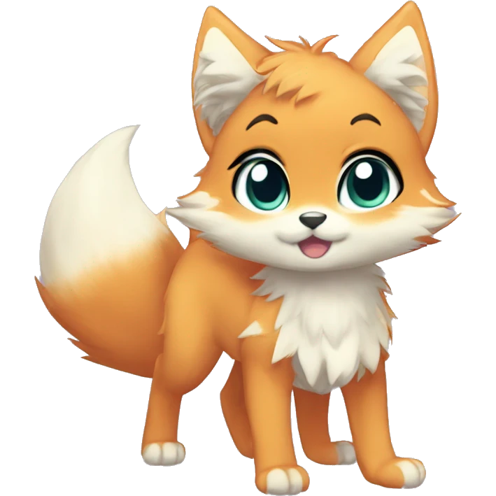 shiny anthro-sparkle-furry fur-sona kemono-style-chibi-style cat-fox-Fakémon-hybrid full body emoji