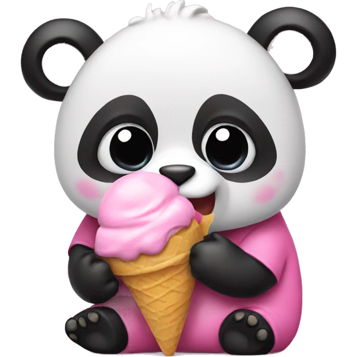 Pink panda eating ice cream  emoji