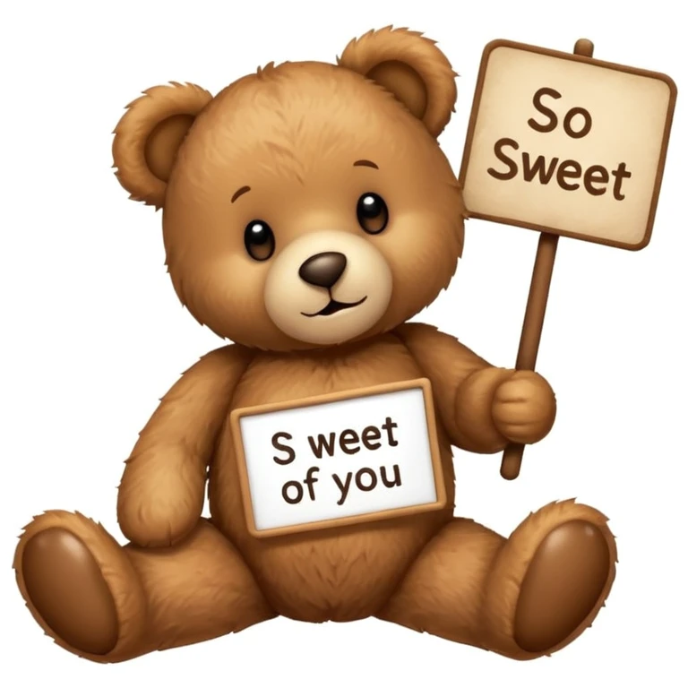 Create an Cute Teddy bear which says so sweet of you. emoji