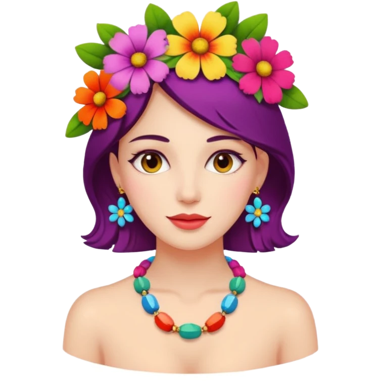 woman with a flower necklace emoji