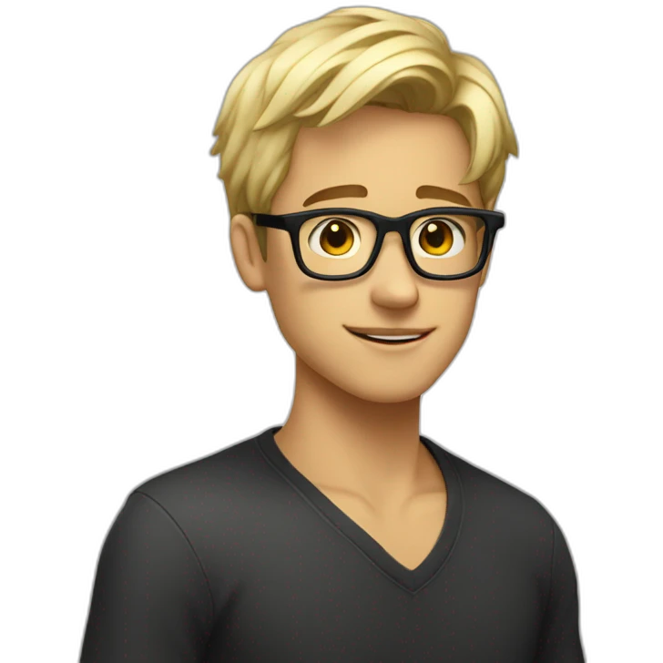 blond boy, tan, black glasses, hot, young emoji
