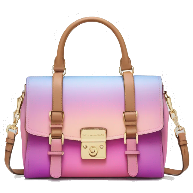 Realistic pastel ombre Michael Kors satchel purse without strap. emoji