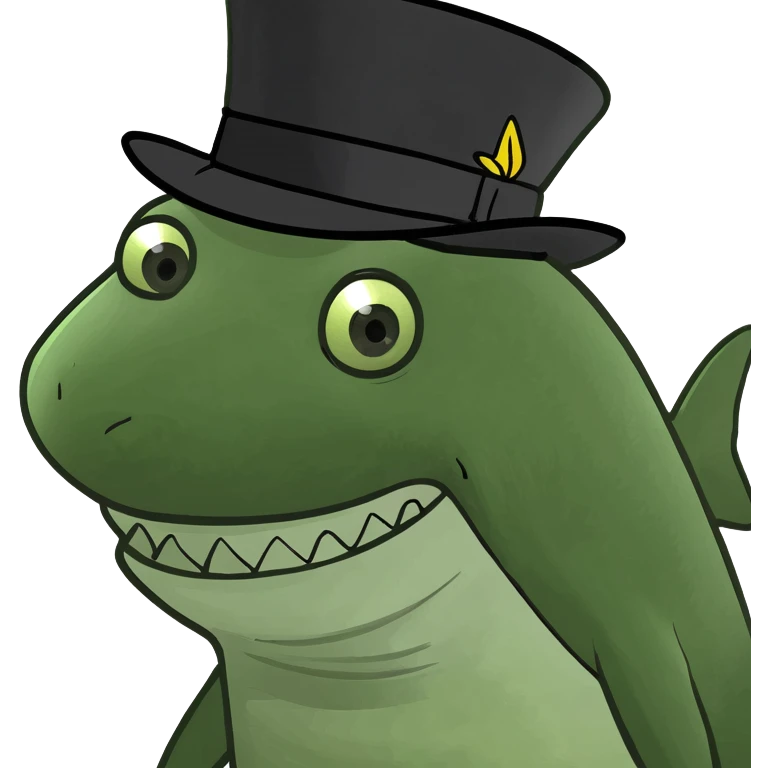 Shark with a top hat emoji